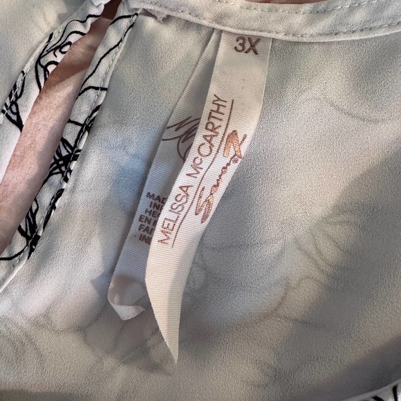 Melissa McCarthy Seven7 Top Crew Neck Sleeveless Flowy Layer Face Print White 3X - Picture 11 of 12